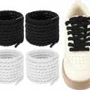 Thick Rope Shoe Laces,2 Pair Round Cotton Chunky Twisted Shoelaces Replacement for Men Women Sneakers