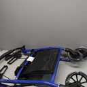 Medline Lightweight Foldable Transport Wheelchair with Handbrakes and 12-Inch Wheels, Blue Frame, Black Upholstery