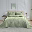 Kingnex Oversized King Bedspreads 128x120 Ultrasonic Quilted Sage