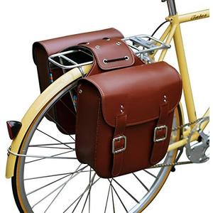 SENQI Retro Bicycle Rack Bag Leather Rear Rack Bike Bags Robust Rear Seatpost Bag for Retro Bicycle Saddle Rack Accessories, Leather Brown