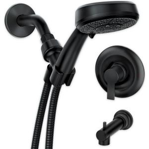 Moen Meena Matte Black Single Handle Modern Shower Faucet Set with Handshower and Tub Spout for Bathtub, Valve Included, 82618BL