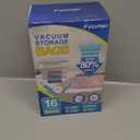 16 Pack Vacuum Storage Bags with Hand Pump, 4 Jumbo + 4 Large + 4 Medium + 4 Small Plastic Packaging Bags, 80% Space Saver Vacuum Seal Bags for Clothing, Travel Lugggage, Blankets, Comforters