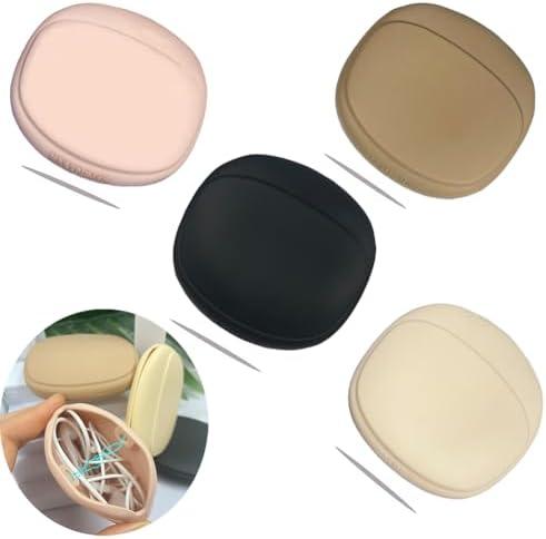 CIXVOEMK Silicone Headphone Organizer - Data Cable Storage Case - Mini Magnetic Storage Box - Portable Wired Headset Storage Bag (Black -Beige- Brown - Nude)