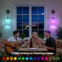 Battery Operated Wall Sconces Set of 2,Rechargeable Wireless Wall Lights with RGB & Dimmable Remote, No Wiring Renter Friendly, Modern Wood & Linen Wall Lamps for Bedroom Bedside Living Room., 3x5x2 inches