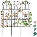 Garden Trellis for Climbing Plants, 3 Pack 38"Wx 64.6"H Rustproof Flower Trellis with Black Coating, Outdoor Climbing Rose Trellis Cucumbers Support for Courtyards Lawns (Black-Linear Shape, 3 Pieces)