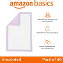 Amazon Basics Cat Pee Pads, Super Absorbent, Odor Control, Universal Fit for Litter Box, Disposable, Multi Cat, Unscented, Purple, 40 Count