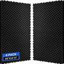 4 Pack Acoustic Foam Panels, 48''X24''X1'' Egg Crate Sound Proof Foam, High Density Noise Cancelling Soundproofing Wall Panels for Studio Office Game Room (Black)