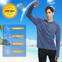 Men Long Sleeve Rash Guard Shirts, UPF 50+ UV Sun Protection Hoodie Fishing Shirts for Swimming Hiking Outdoor Running Slate Blue