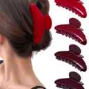 Mesovor 4 pack Acrylic Hair Clips Claws, Nonslip 4.1" Large Hair Grip Hairclips for Thin and Thick | French Banana Barrettes Hair Strong Hold Hair Jaw Clamps (Red, Cherry Red)