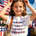 Girls 4th of July Shirt Kid 250th Anniversary Patriotic Tee Toddler America Flag Independence Day T-Shirts (3-10T) (White)