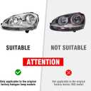 Headlights Assembly Compatible With 2005-2010 Jetta Type 5 Sedan 06-09 Golf/Rabbit Chrome Housing Clear ReflectorOEM Halogen only