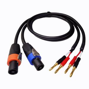 Professional Speakon to Banana Plug Speaker Cable 2-Pack - 12AWG Heavy Duty 40A Twist Lock for QSC Crown Yamaha PA DJ