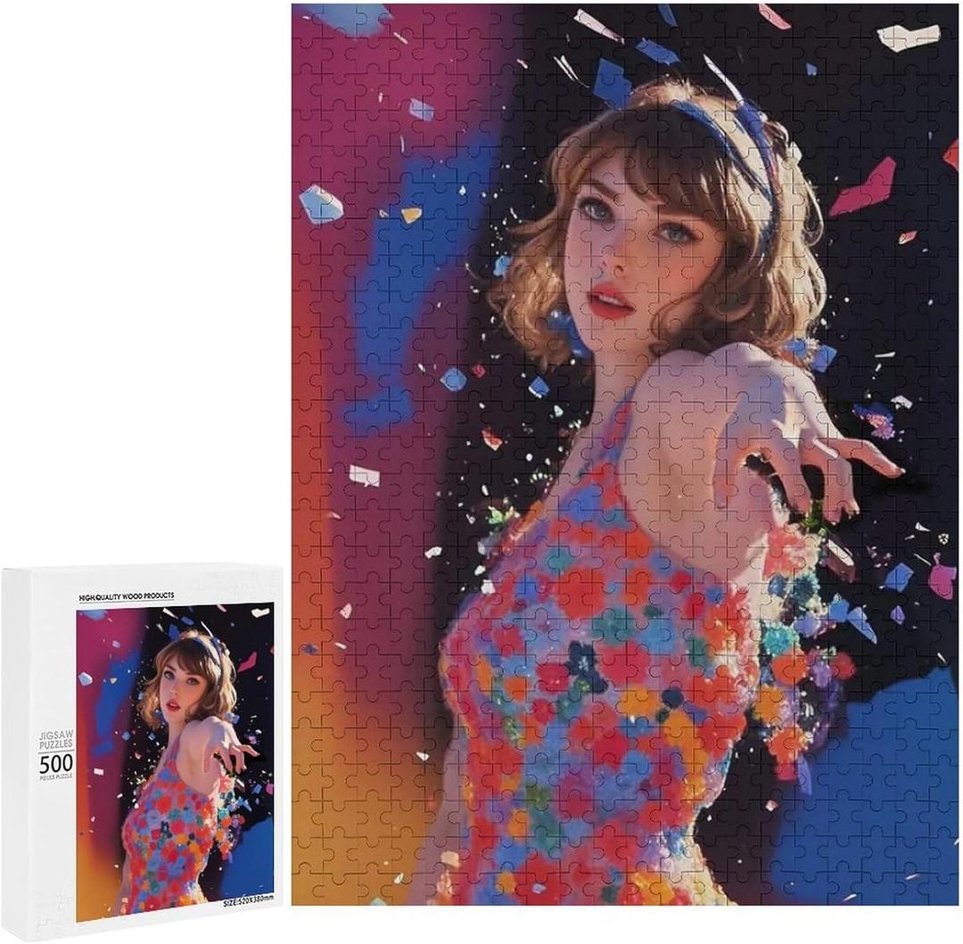 Artistic Musical Performance Jigsaw Puzzle, 500 Pieces, Purple and Blue,or Women Music Gift Merchandise for Friends Daughter Sister, Friendship Birthday Ideas
