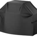 Grill Cover, 58 inch BBQ Gas Grill Cover for Outdoor Grill, Waterproof, Anti-UV, Rip-Proof, Fade Resistant Material, Barbecue Cover with Hook-and-Loop Straps & Adjustable Hem Drawstring, Black