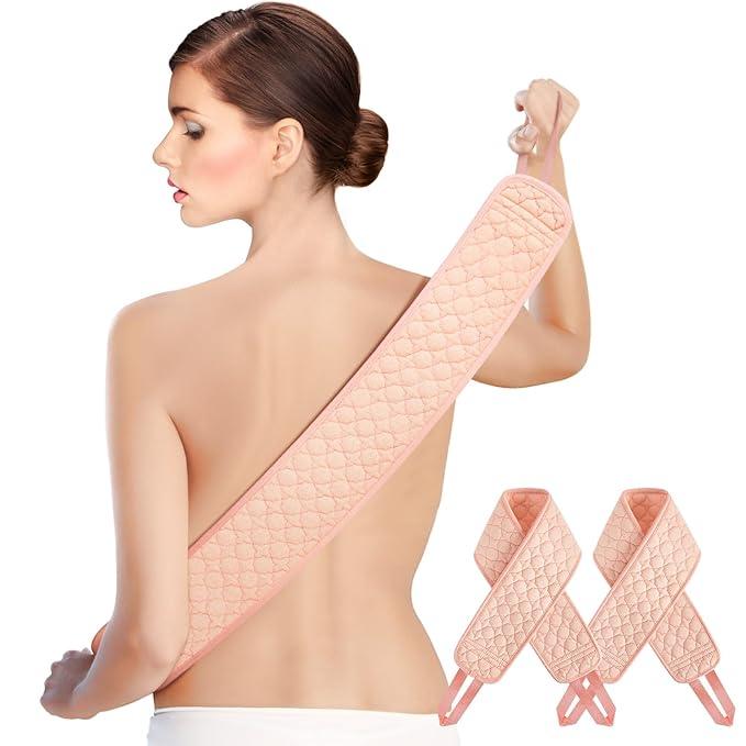 2 Pack Back Scrubber for Shower for Women, Exfoliating Back Washer for Shower, Back Exfoliator for Body Deep Cleansing, Pink