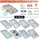 8 Pack Stackable Velvet Jewelry Trays Organizer for Drawers Large Jewelry Storage Display Tray for Earring Ring Necklace