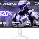 Amzfast 25 Inch White Gaming Monitor 320Hz/300Hz/240Hz, FHD 1080P 1ms Fast IPS Monitor, (HDMI & DP Dual Cable) TV Rheinland Eye Care | AI Crosshair, Night Vision Function