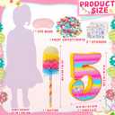 Number 5 Pinata for Birthday Party Decorations, Unicorn Mermaid Theme Pink Piata Games Toy (5th)