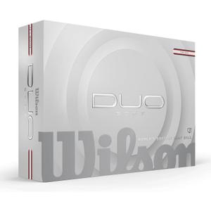WILSON 2025 Duo Soft Golf Balls - White, 12 Balls (White/Red Stripe)