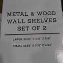 2 pcs Decorative Wall Shelf Set Brown/Black, Wood & Metal (Large; 23.62" x 5"91, Small: 19.69" x 4.92")