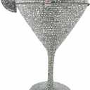 Women Goblet Rhinestone Evening Bag Cocktail Cup Diamond Clutch Funny Crystal Prom Handbag Wedding Purse for Party (Silver)