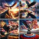 WEUOPG 4 Pack 4th of July Diamond Painting Kits for Adults, Independence Day Eagles Diamond Art Kits, Full Drill Diamond Art with 5D Round Diamonds, DIY Gem Painting Kit for Home Wall Decor 14x14inch