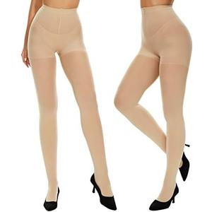 MANZI Run Resistant Control Top Panty Hose Opaque Tights Size Medium