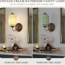 Vintage Gold Milk Glass Wall Sconce, Wall Light Set of Two - Vintage Green Shade & Brass Finish Base, Indoor Hardwired Wall Lighting Fixture for Foyers, Bedroom, etc (Bulbs Included)- Green
