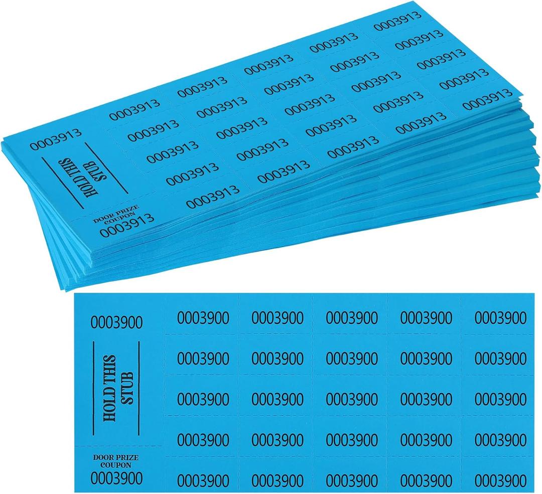 500 Pieces Auction Raffle Tickets Basket Tickets Raffle Tickets Sheets Basket Auction Ticket Blue 4"9" for Chinese Door Prize Fundraiser Drink Carnival Penny Auctions Events-500 Numbers