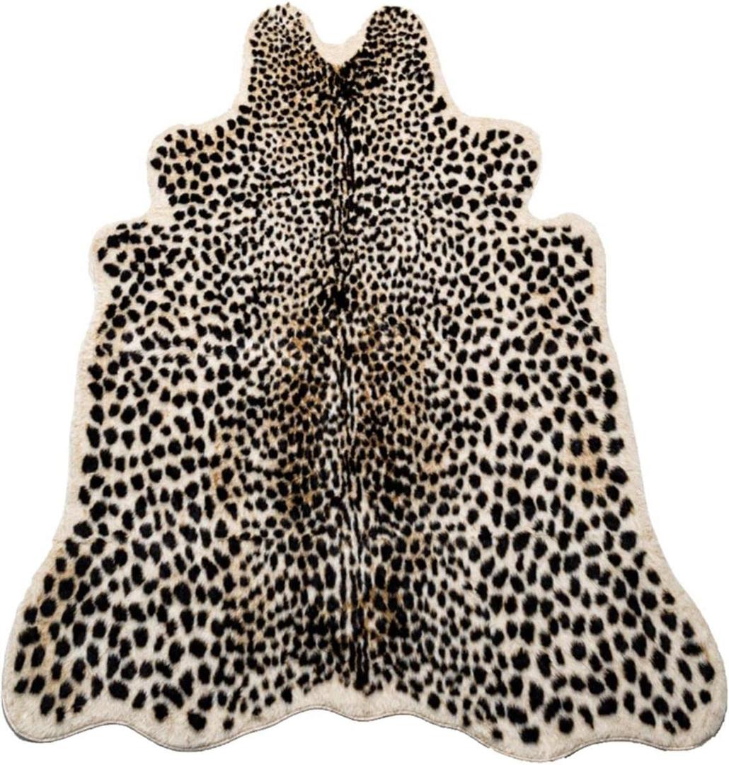 Huichenxing2021FURSTORE Faux Cheetah Area Rug Animals Printed Hide Mats Leopard Faux Hide Area Rug 5.2ft x 6.5ft / 63 x 78.7inch / 160 x 200cm