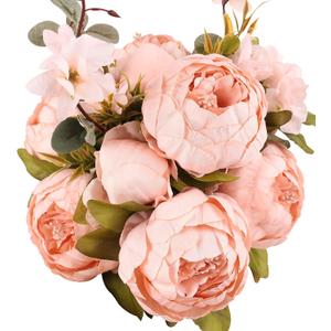 Duovlo Artificial Peony Silk Flowers Fake Flowers Vintage Wedding Home Decoration,Pack of 1 (New Pink) (20.87*3.5)