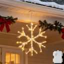 Hairui White Snowflake Lights Battery Operated with Timer 70 LED Fairy Lights 14IN for Window Christmas Decoration