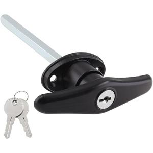 1 Pack Truck Cap Locking T-Handles Black Camper Topper Lock, Keyed Alike, 5/16 inch Shaft, 4.7 inch Length, 6.5 inch Total Length, 1.5 inch Hole Distance, Anti-Corrosion, Garage, Pickup Trucks