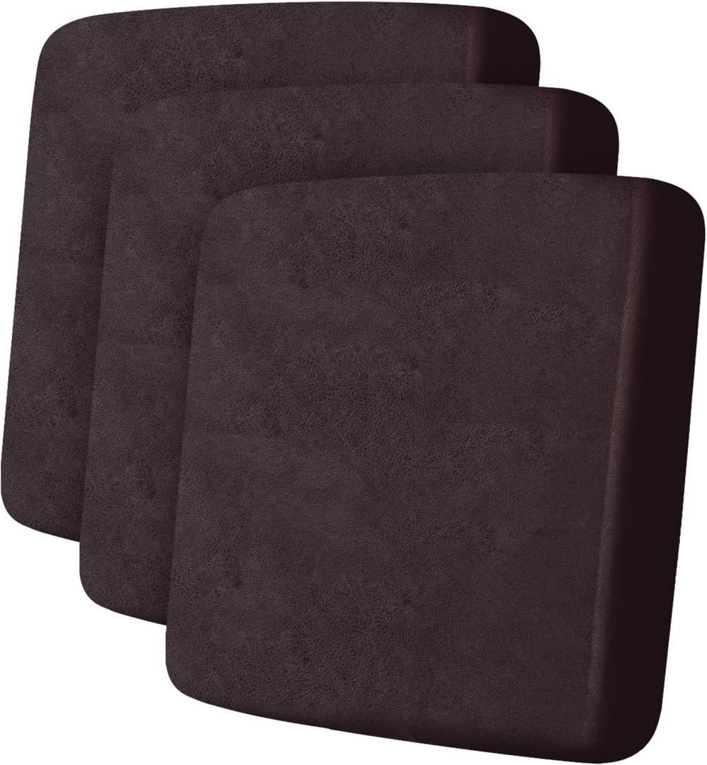 Leather Look Couch Cushion Covers Sofa Seat Slipcovers Sets Couches Furniture Protector for Sectional Armchair Loveseat Pets Kids Stretch Spandex Fabric (3 Cushion Sofa, Chocolate)
