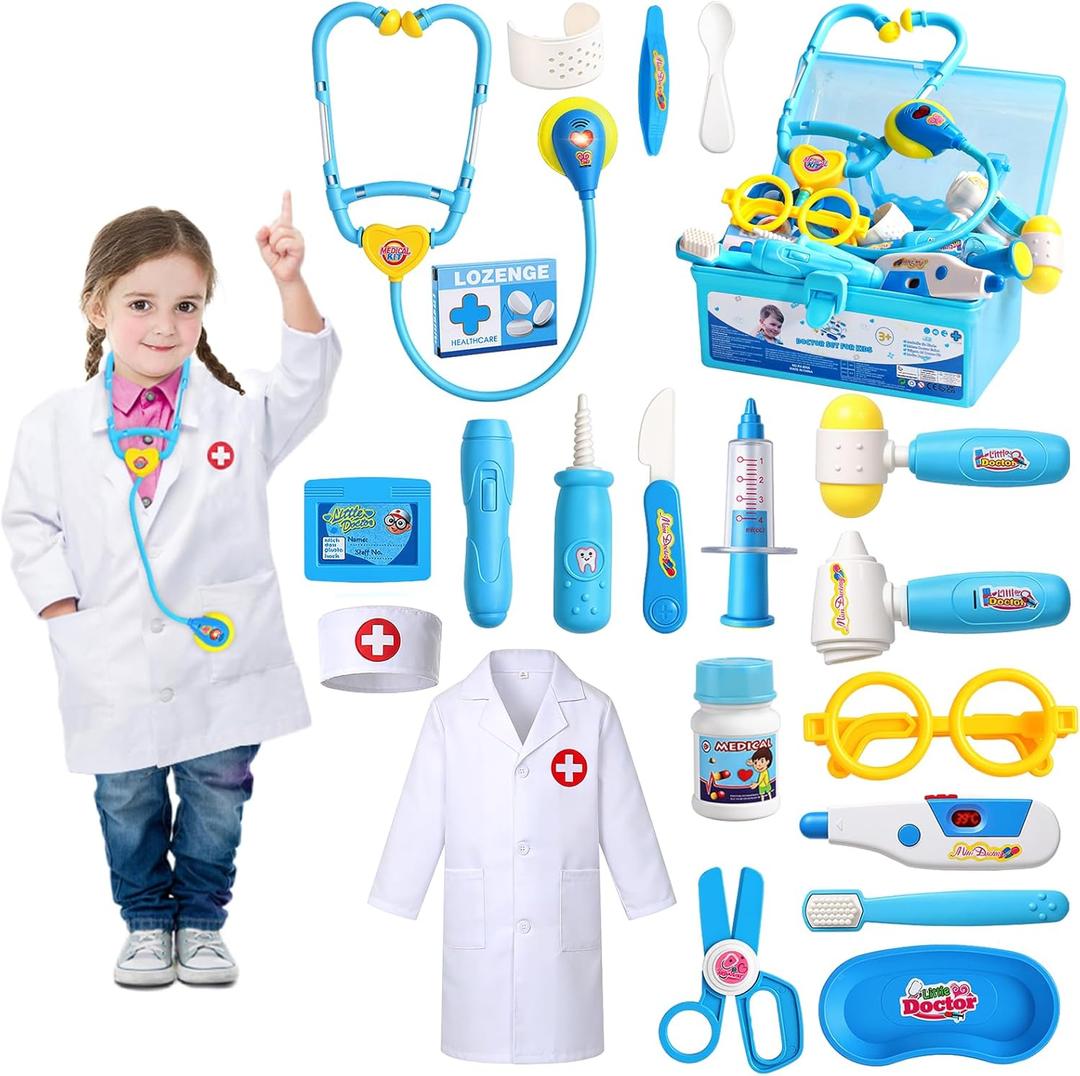 Fajiabao Doctor Kit for Toddlers 3-5 Dress Up Toys for 2 3 4 5 Year Old Girls Pretend Play Kids Doctor Set with Career Day Costume Toy Stethoscope for 2 3 4 5 6 Year Old Girls Boys Birthday Gifts