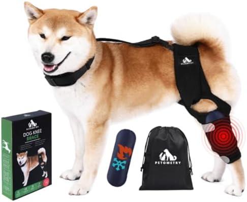 Petometry Universal Dog Knee Brace with Hot/Cold Therapy Pack, Adjustable, Breathable, Extra Comfortable Collar with Stabilising Back Brace (Small)