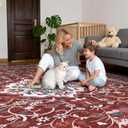 Luxury 5' x 7' Red Living Room Rug, Washable Non Slip Area Rugs, Boho Low Pile Carpet for Bedroom, Dinning Room, Office, Bathroom, Laundry Room, Farmhouse
