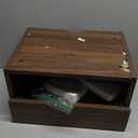 Nathan James Jackson Wall Mounted Floating Bedroom Nightstand with Storage Drawer and Modern Open Shelf Cubby, Dark Brown Walnut