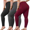 VALANDY Creamlush Plus Size Leggings for Women-3 Packs Stretchy Soft High Waisted Women's Leggings Lounge Yoga Pants (3pack - Black/Dark Grey/Wine Red)