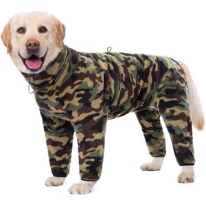 Dog Winter Coat for Large Medium Small Dogs, Warm Fleece High Collar Full Body Dog Jumpsuit Comfortable Onesie Apparel (Camouflag, X-Large)