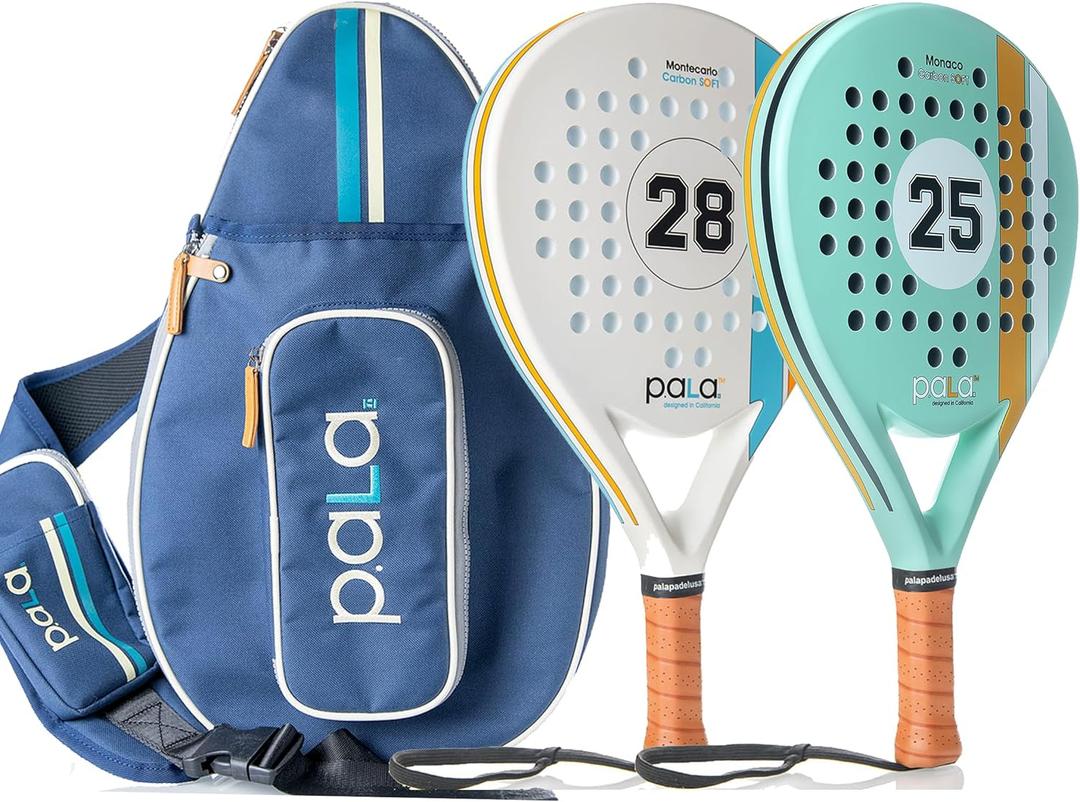 P.ala Set of 2 Padel Rackets one Montecarlo and one Monaco Mint and One Navy Blue Padel Bag
