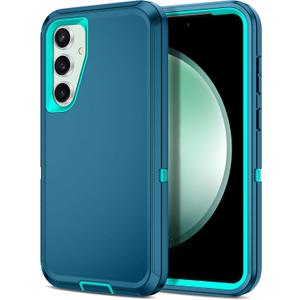 I-HONVA for Samsung Galaxy S23 FE 5G Case Shockproof Dust/Drop Proof 3-Layer Full Body Protection [Without Screen Protector] Rugged Heavy Duty Cover Case for Galaxy S23 FE 6.4",Turquoise