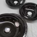 GE Black Stove Drip Pans, 10% Energy Save by Enamel Spraying Prevent Bending and Rust - Include 2 6'' Burner Drip Pans and 2 8'' Drip Bowl (GE/Hotpoint)
