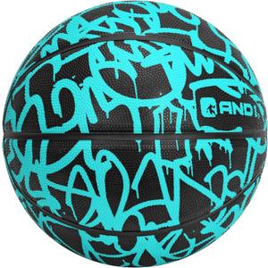 AND1 Fantom Graffiti Intermediate Size Rubber Basketball: 28.5 Inch Size 6 Indoor/Outdoor Basketball, Deep Channel Construction Streetball, Mint