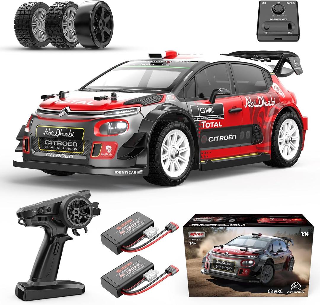 Hyper GO 14303 1/14 Citroen C3 Fast RC Cars for Adults, Max 40mph Brushless RC Drift Car with Gyro, 4WD RTR High Speed RC Rally Car, 2 of 2000 mAh Drifting RC Remote Control Car for Adult