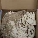 48 Pcs Christmas Painting Craft Kit for Kids, 3D Wooden DIY Ornaments with Christmas Tree Snowman Socks Gingerbread Man and Painting Set, Paint Your Own Craft Ornaments Holiday Gift Decor