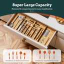 Silverware Organizer Large, Magnetic Connected Expandable 13 Slots Silverware Drawer Organizer From 21 to 37.4 Inches, Adjustable Flatware and Cutlery Holder, Bamboo Utensil Tray for Kitchen Natural