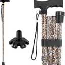 Walking Cane PANZHENG Cane for Man/Woman | Mobility & Daily Living Aids | 5-Level Height Adjustable Walking Stick | Comfortable Plastic T-Handle Portable Walking Stick Folding Cane (Cane-Leopard grain)