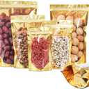 100 Pack Smell Proof Bags with Clear Front Window, 8x12+4 inch Resealable Stand Up Food Storage Bags Packaging Foil Mylar Pouches for Small Business, Foods, Party Favors (Gold)