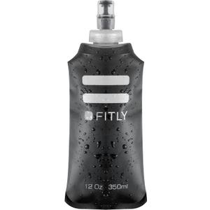 FITLY Soft Flask - 12 oz (350 ml) - Shrink As You Drink Soft Water Bottle for Hydration Pack - Folding Water Bottle Ideal for Running, Hiking, Cycling, Climbing & Rigorous Activity (F3B) (Black)